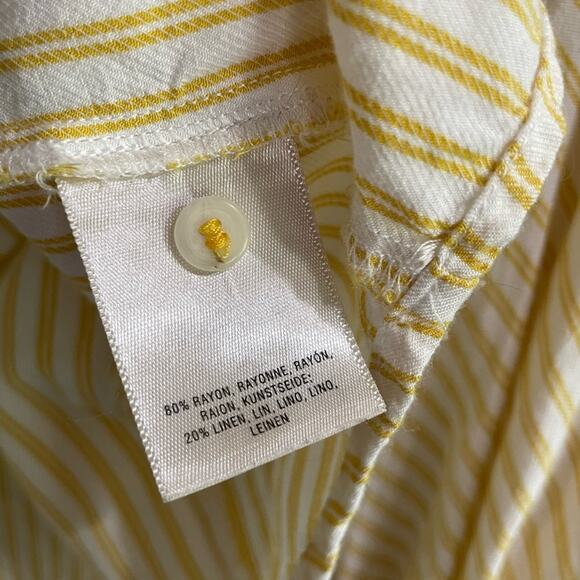 Anthro Maeve Linen Blend Yellow Striped Blouse - Picture 4 of 6